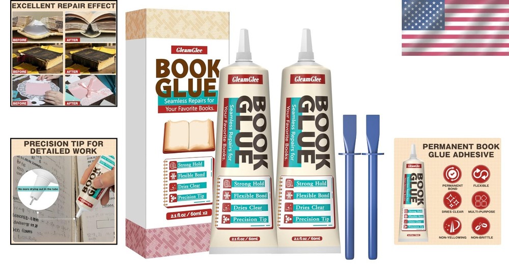 Flexible Clear Adhesive for Bookbinding & Crafts - 60ml x 2 Pack Essentials