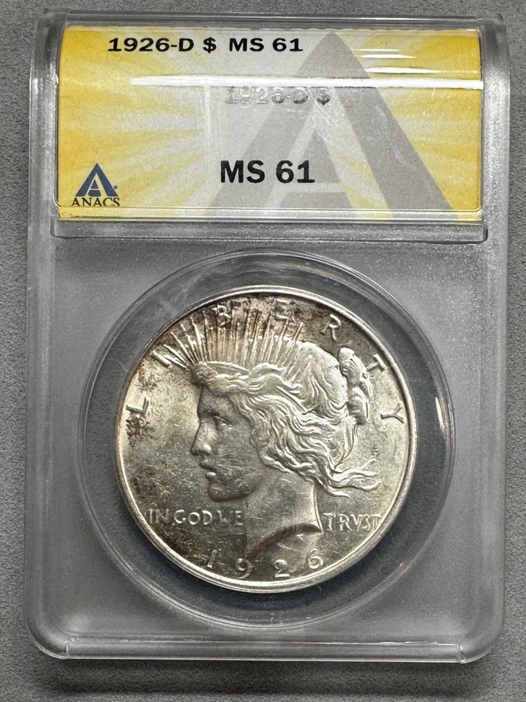 1926-D  PEACE DOLLAR   ANACS  MS61   BETTER DATE