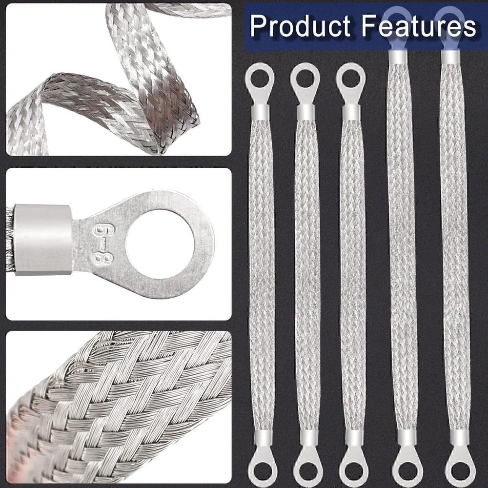 Braided Tinned Copper Cable 5PCS Universal Car Engine Ground Strap
