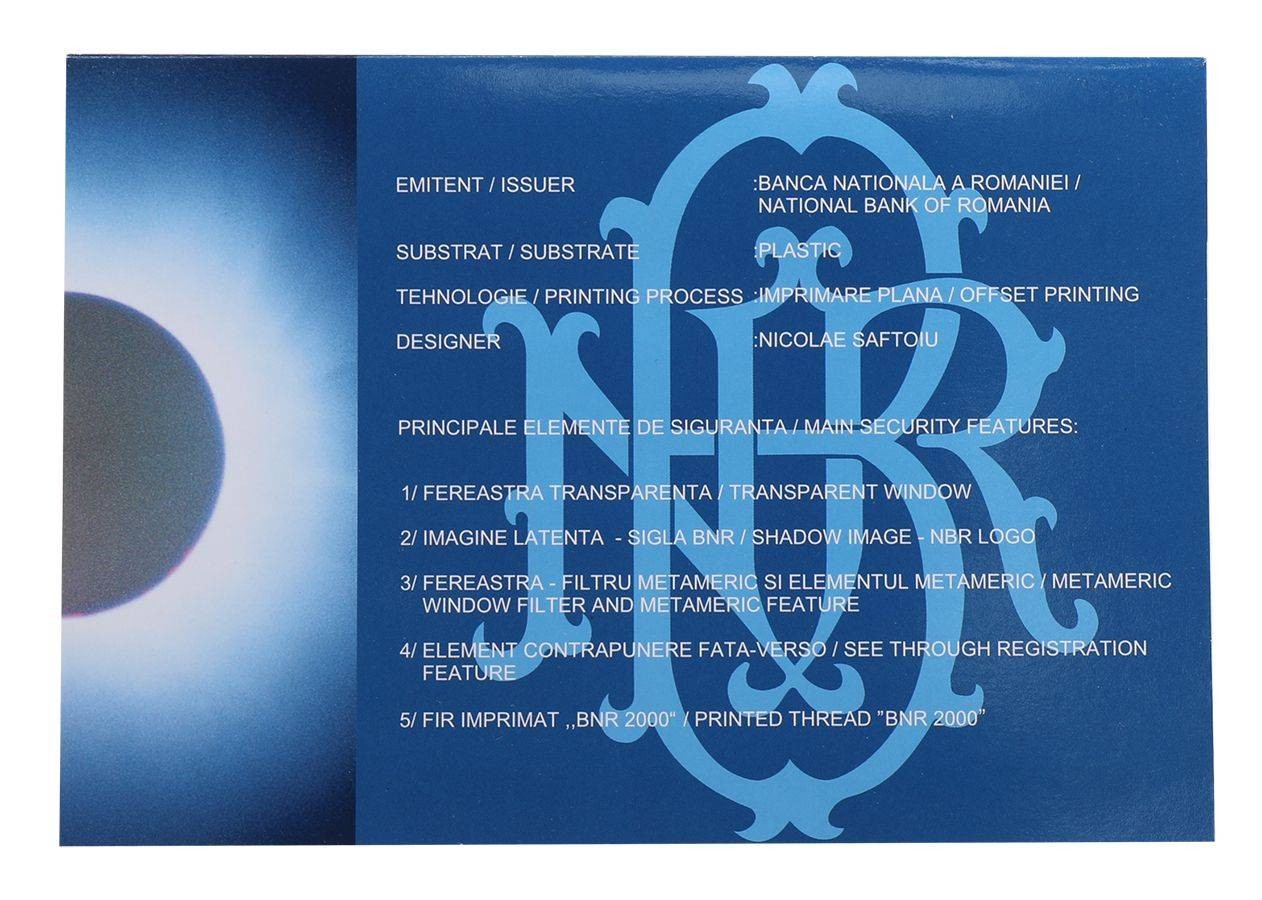 Romania 2000 Lei, 1999, P-111b, UNC, Polymer, Original Folder X 100 PCS Bundle
