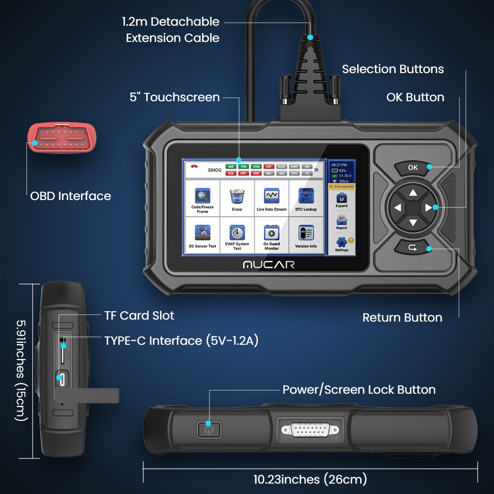 MUCAR CDE900 PRO OBD2 Diagnostic Tool Engine/Four/Full System Diagnose Scanner