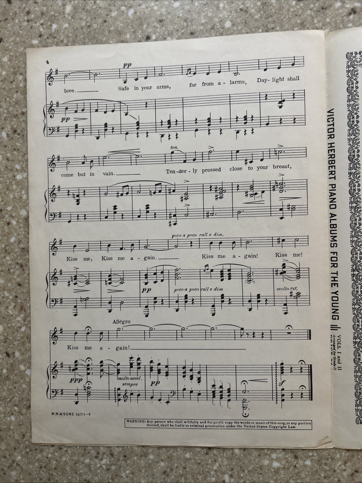 1915 Kiss Me Again Antique Piano Sheet Music Henry Blossom and Victor Herbert