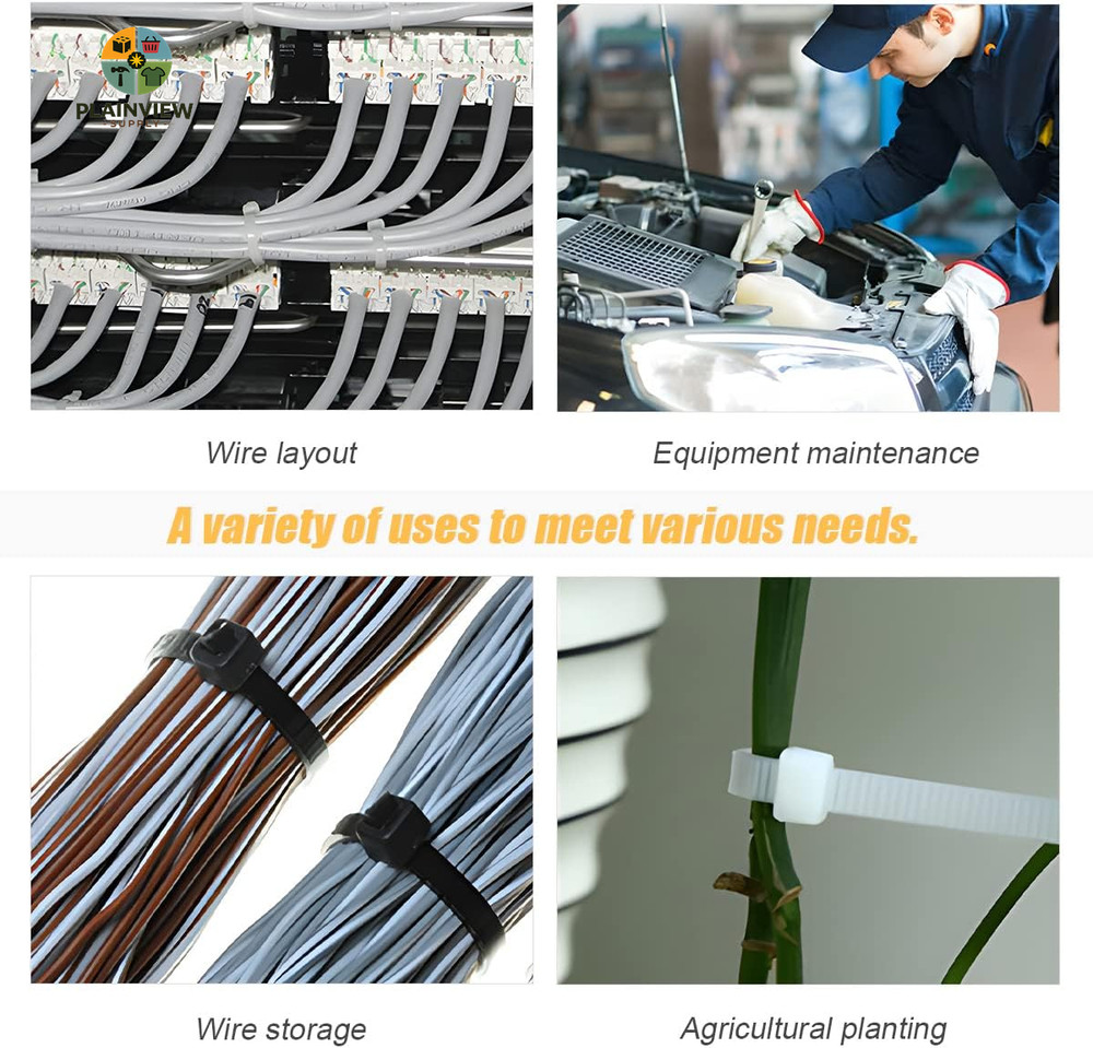 120PCS Car Push Mount Cable Zip Tie, Nylon Self Locking Cable Strap, Engine Bay