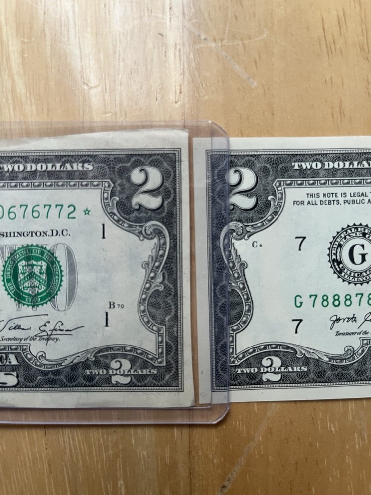 $2 Bill Error And Star Note Huge Miscut Error