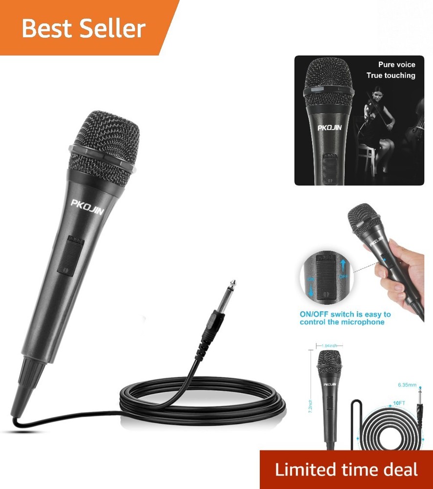 High-Quality Dynamic Microphone for Karaoke – 10 Ft Cable with ON/OFF Switch