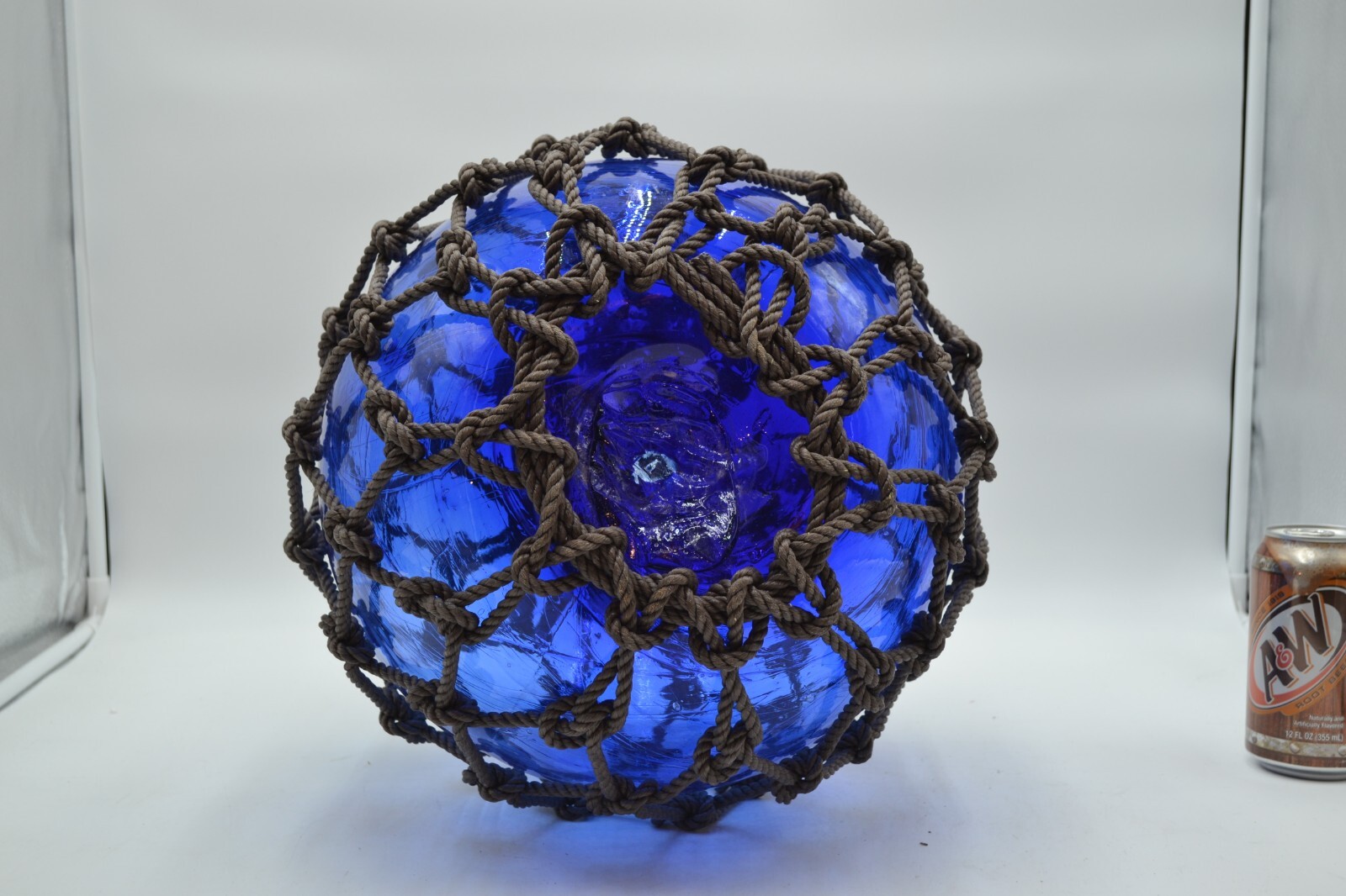 VINTAGE GLASS FISHING FLOAT IN COBALT BLUE