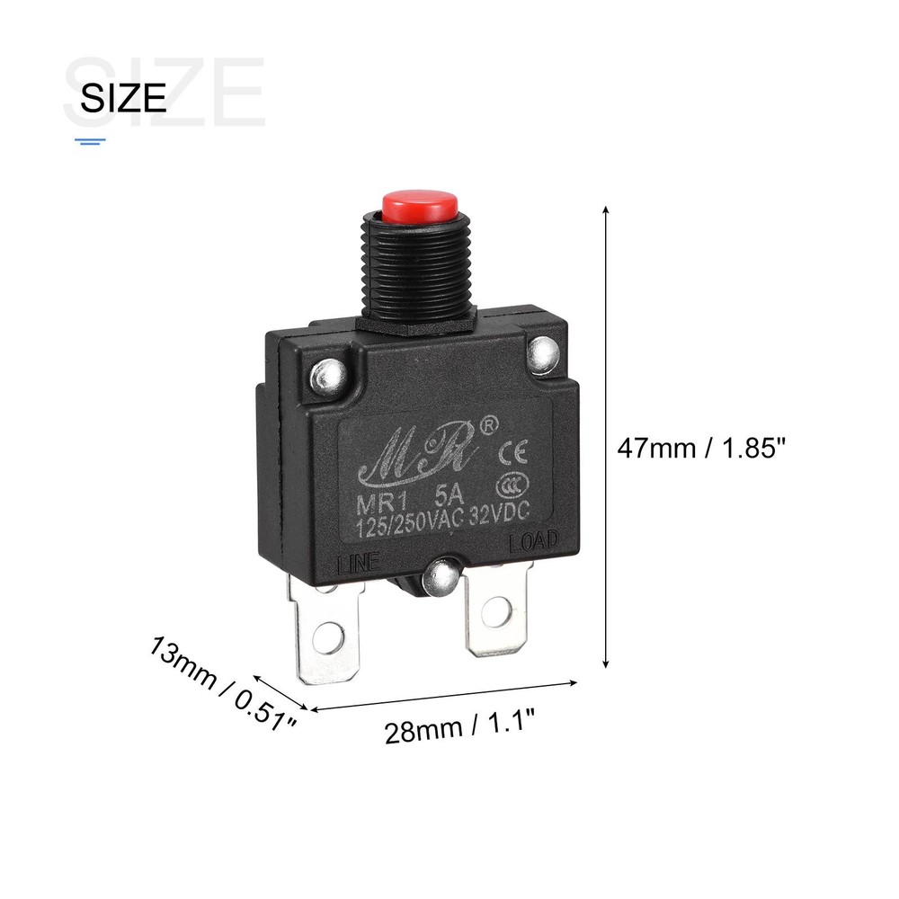 Circuit Overload Protector 5A/10A/15A/20A/30A Push Button for Air Compressor