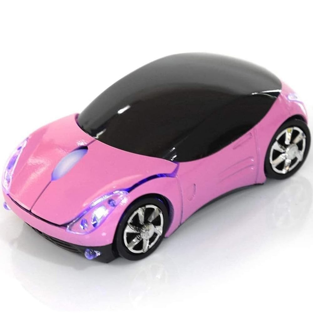 Pink Wireless Car Mouse 2.4G Wireless with USB Receiver Optical Mouse Fun