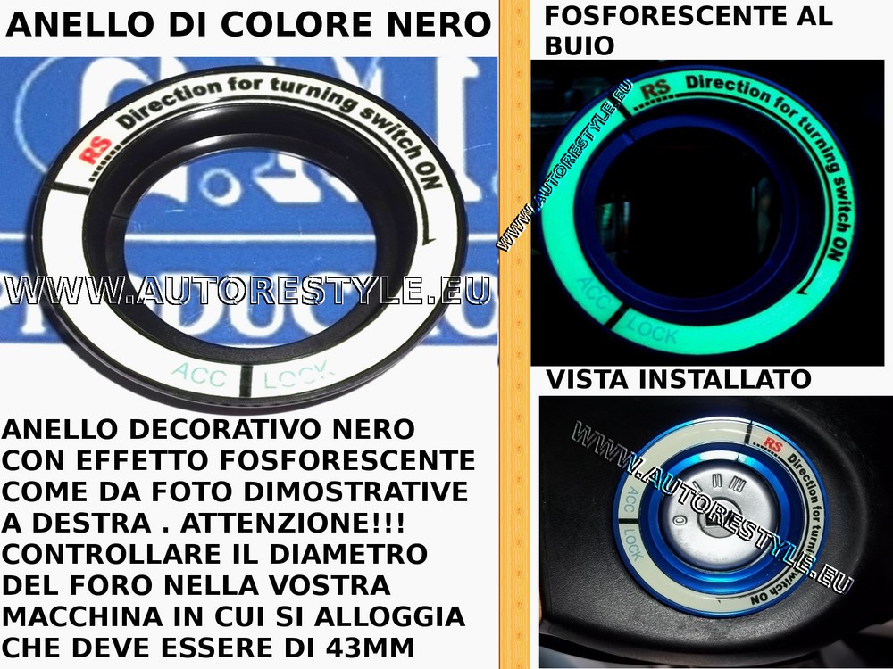 Black Tuning Ring Ignition Lock Luminous Juke Only For Same Dimensions