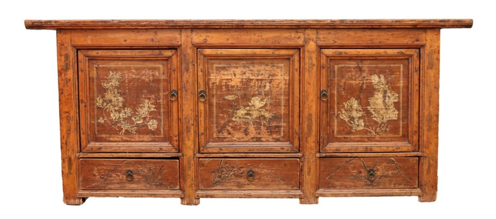 Antique Chinese Three Door Console Or Sideboard Cabinet