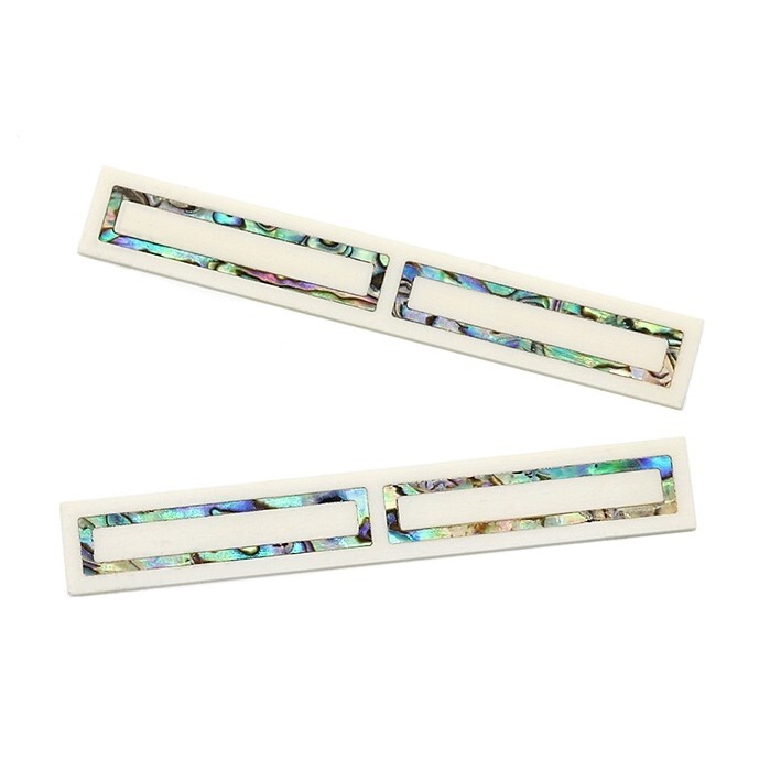 2x Bone Abalone Classical Guitar Bridge Tie Block Frame Inlay Luthier A28