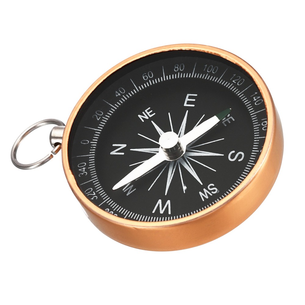 1PCS with Key Ring Pocket Compass Yellow