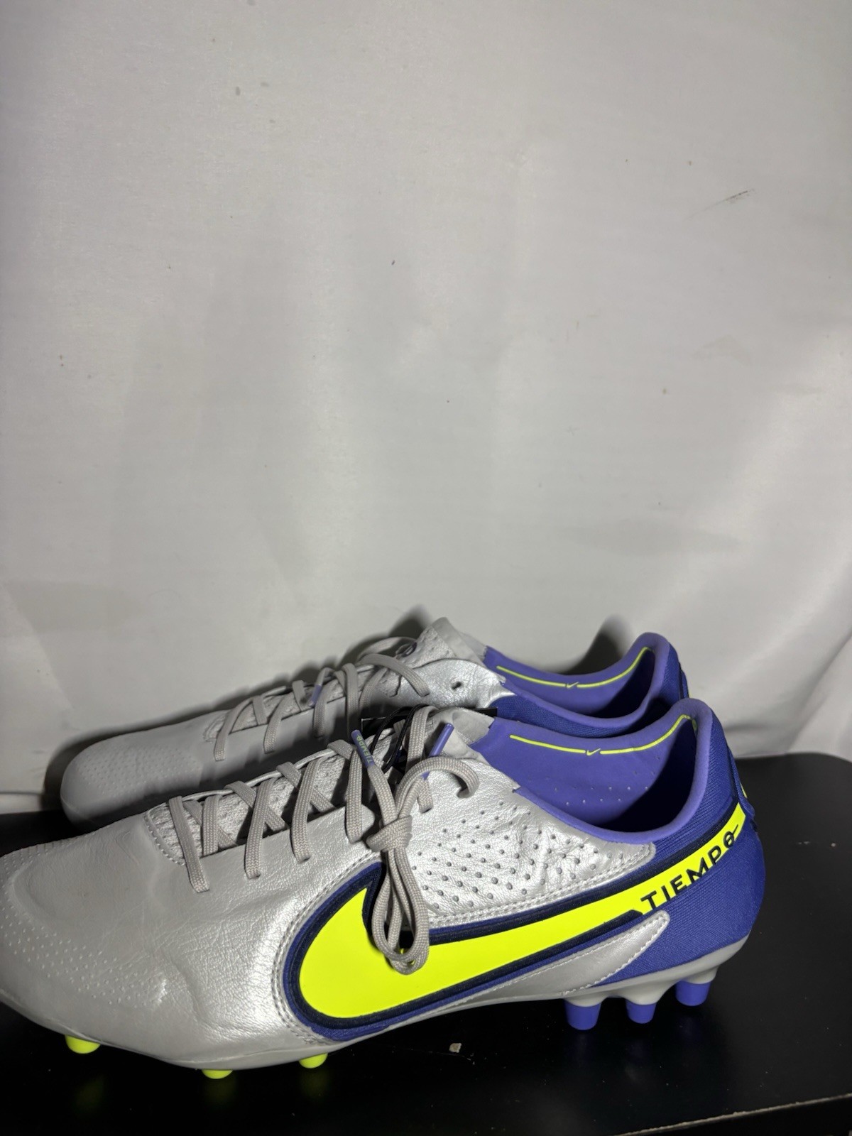 Nike Tiempo Legend 9 Elite AG DB0824-076 Gray Blue Soccer Cleats Men's Size 10.5