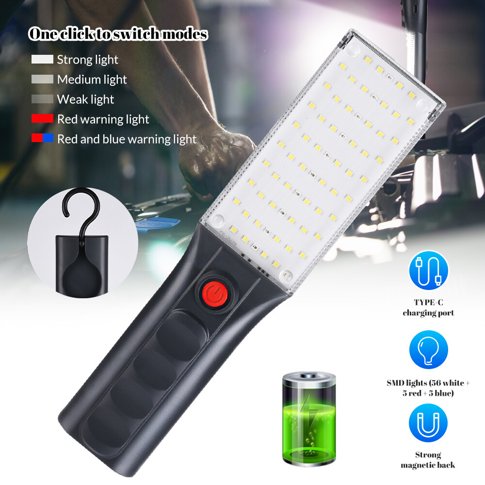 Magnetic Rechargeable LED COB Work Light Mechanic Flashlight Lamp Bright 5 Modes