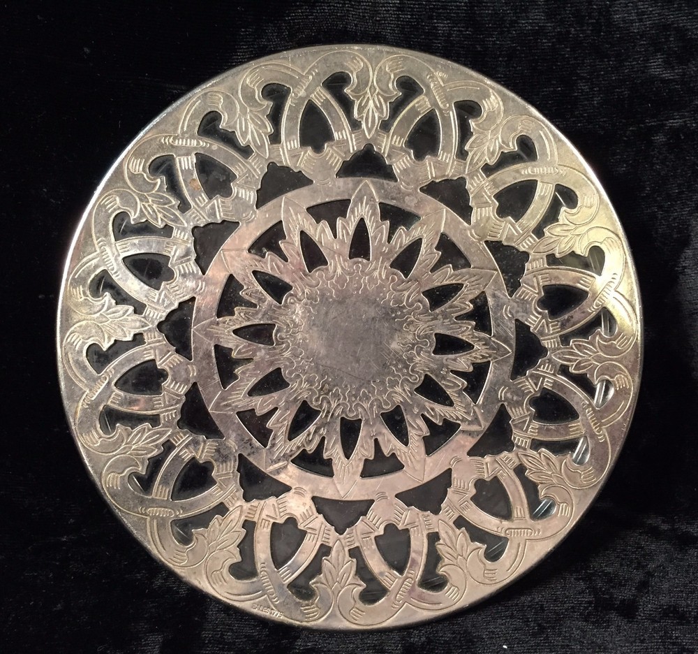 Vintage EALES 1779 Silverplate & Glass Trivet Italy