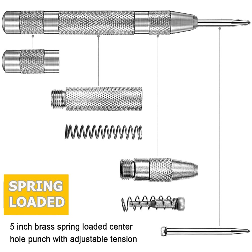 2PCS Automatic Center Punch Strikes Surface Hammer Spring Loaded Window Breaker