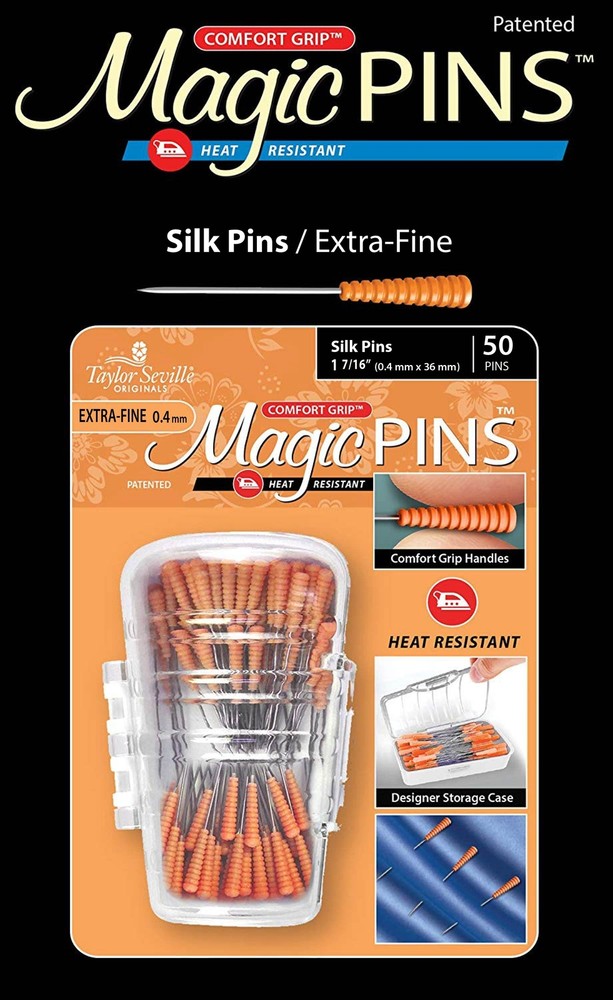 Taylor Seville Magic Pins - Silk Extra Fine-Orange 50/Pkg - 2 Pack