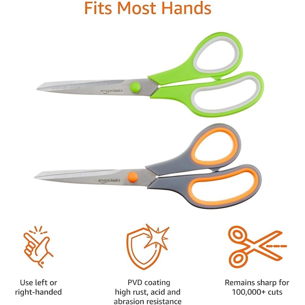 PVD Coated Stainless Steel Scissors 2 Pack Multipurpose Sharp Office Craft