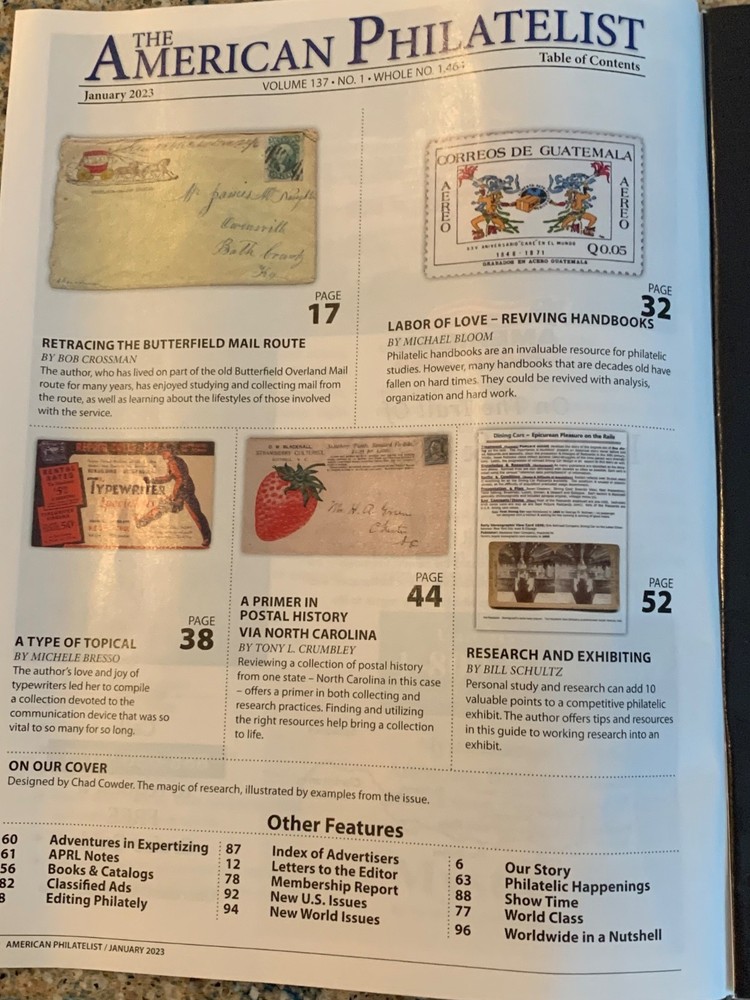 American Philatelist Magazine 2023, January