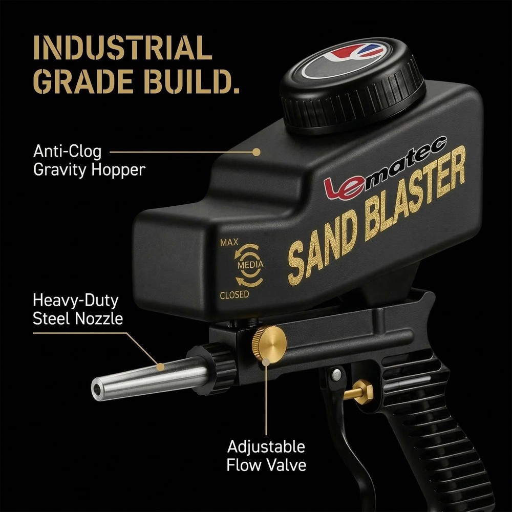 LE LEMATEC Portable Sand Blaster Gun Kit | Gravity Feed Air Tool for Rust...