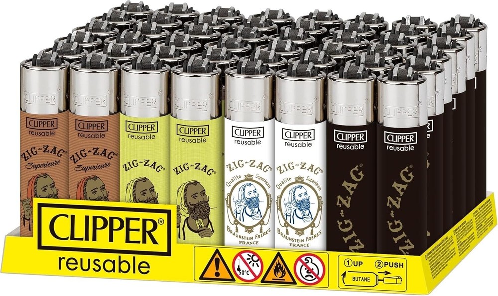 Clipper CP22 Zig-Zag Lighters – 4-Pack | Refillable, Durable & Wind-Resistant