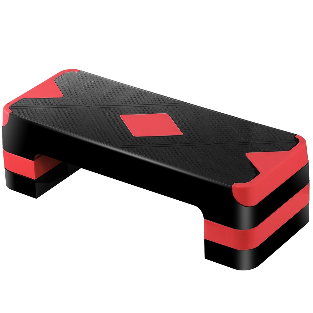 Adjustable Workout Aerobic Stepper Aerobic Exercise Step Platform for Gym Red