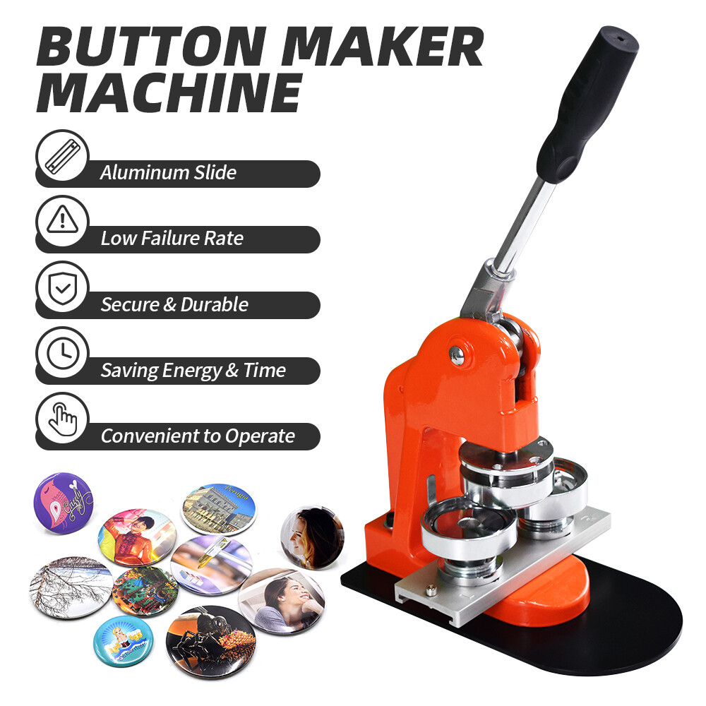 Button Maker DIY Badge Punch Press Machine+100pcs components buttons 37/58mm US