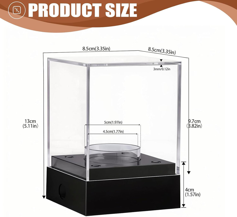Clear Baseball Display Case with Led Light, Lighted Baseball Case for Display, A