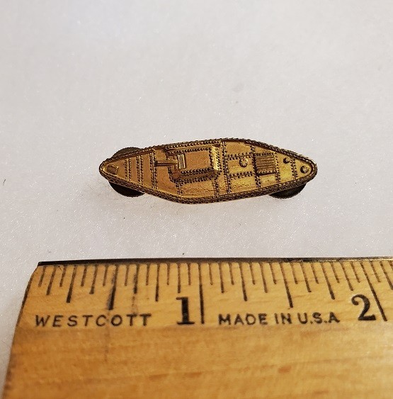 TANK OFFICER'S COLLAR PIN, SCREW BACK, EARLY ISSUE, ARMOR