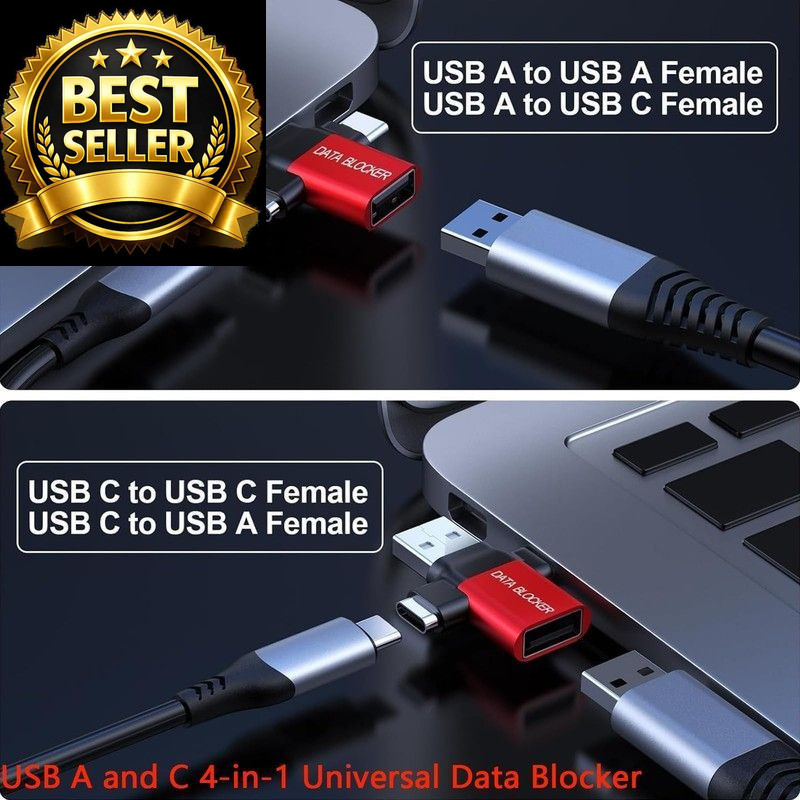 Data Blocker, USB A to A & C C Protect 6 Pack Red