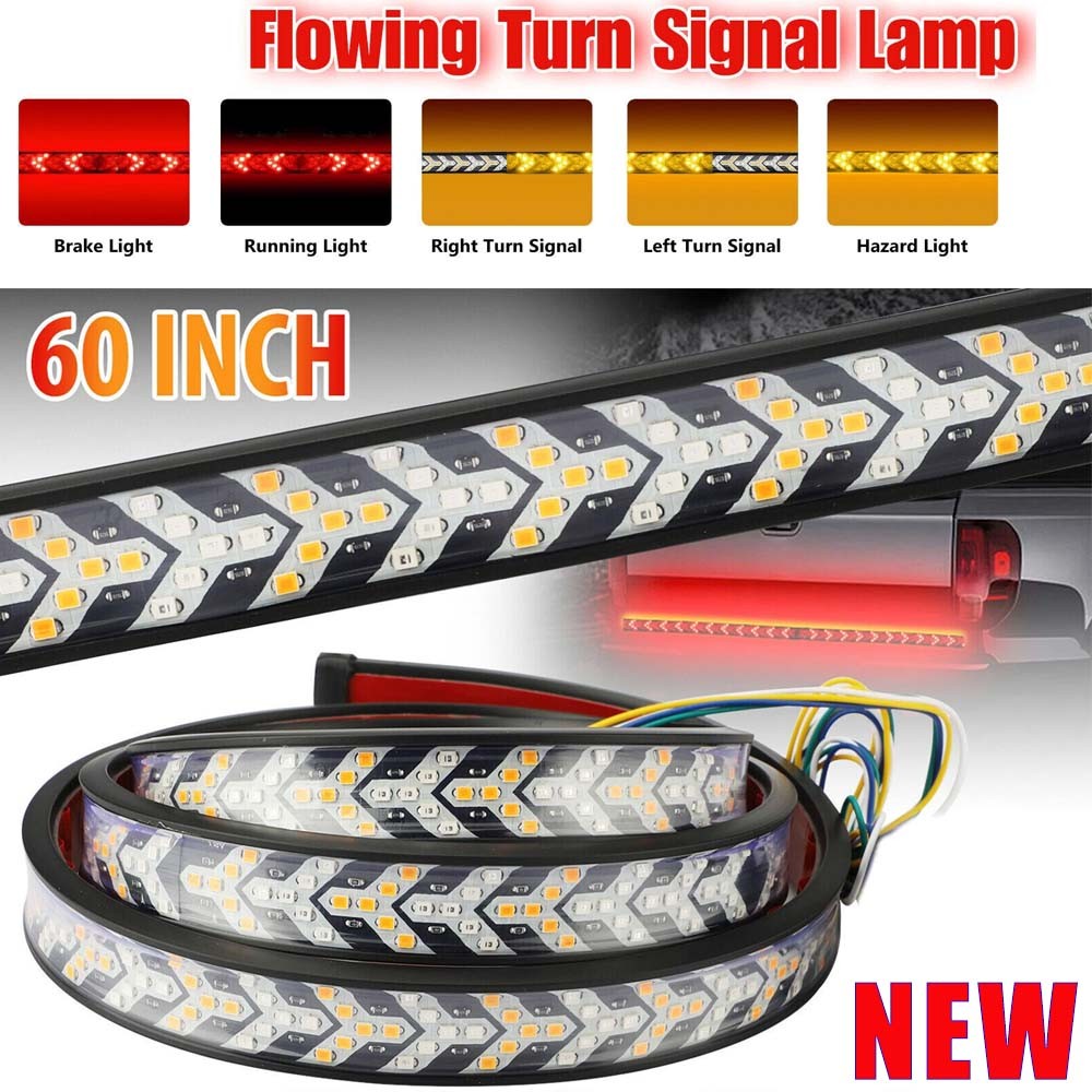 LED Tailgate Light Bar 60" Triple Row 5-Function Strip for Pickup Trailer SUV SS