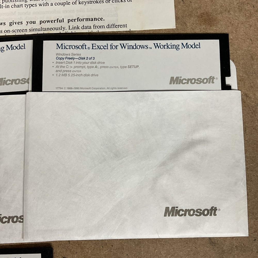 Microsoft Excel Version 2.1 For Windows 5.25 Inch Floppy Vintage Computing