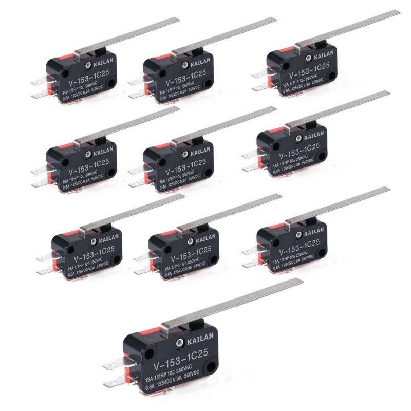 10* Limit Switch Long Straight Hinge Lever Type SPDT,V-153-1C25