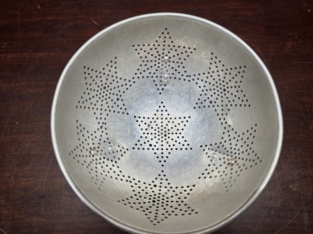 Aluminum colander, 1950s atomic mid-century Strainer Star Pattern