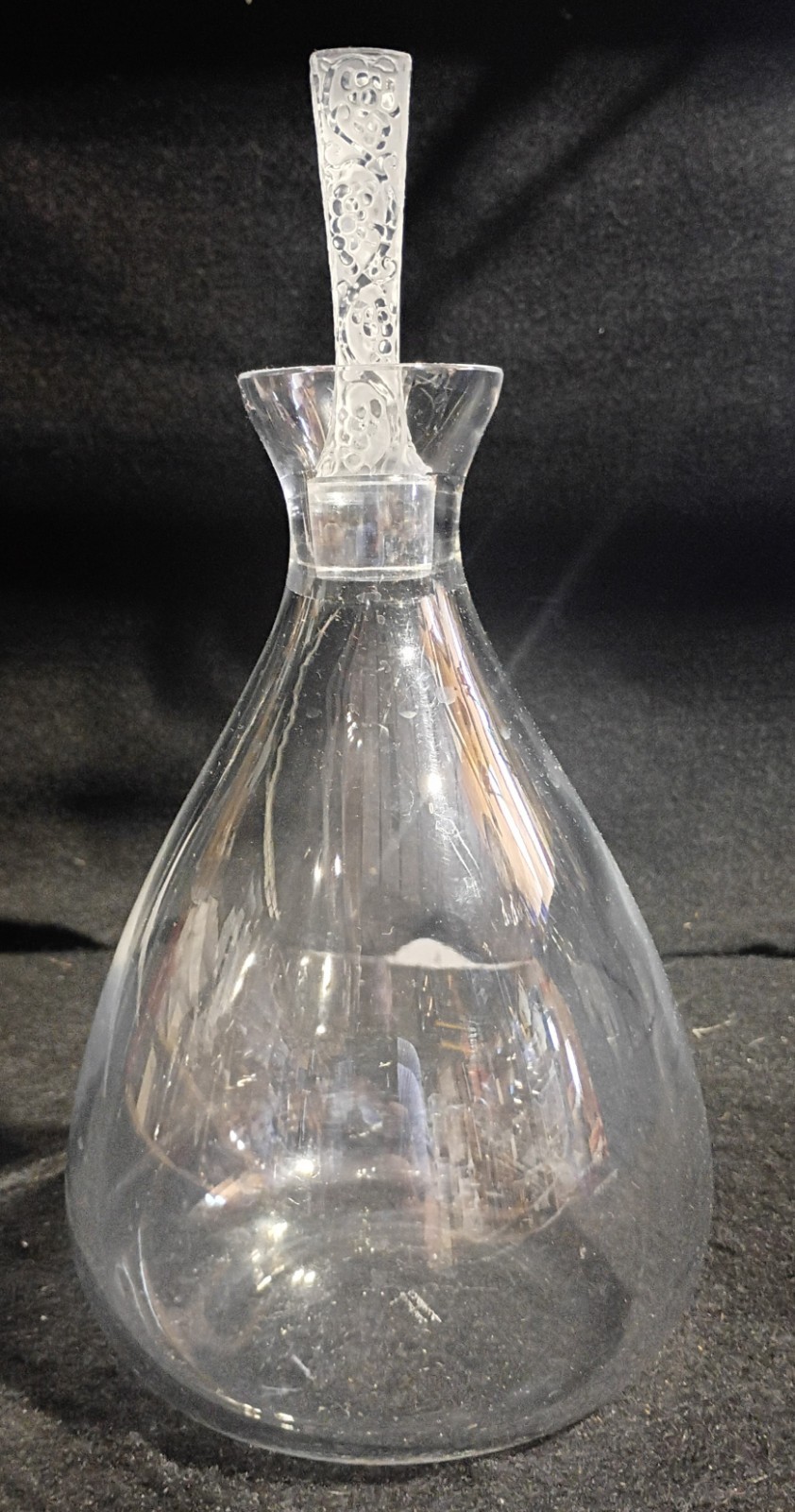 Lalique France Phalsbourg Crystal Wine Decanter & Stopper 10" Signed Cognac Bar