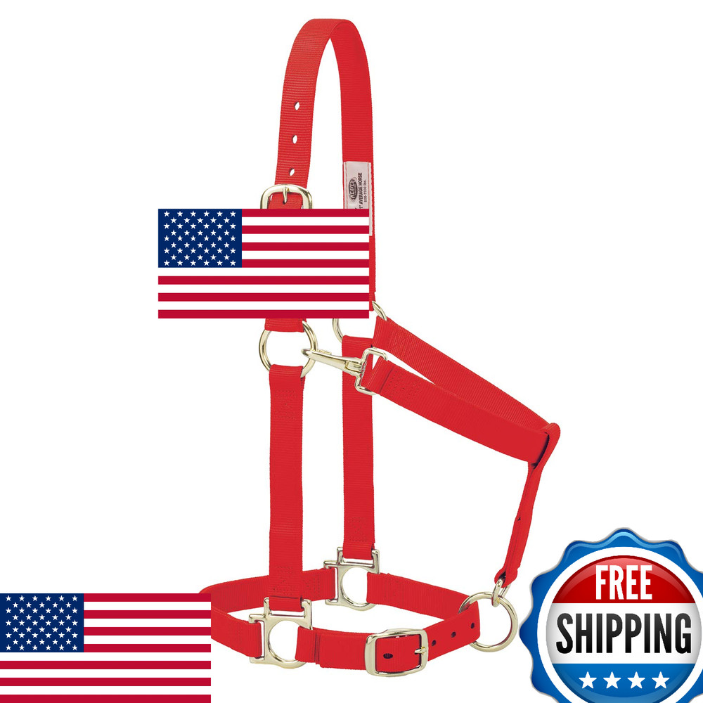 Weaver Leather Basic Adjustable Nylon Halter, Red, 1" for Large Horse