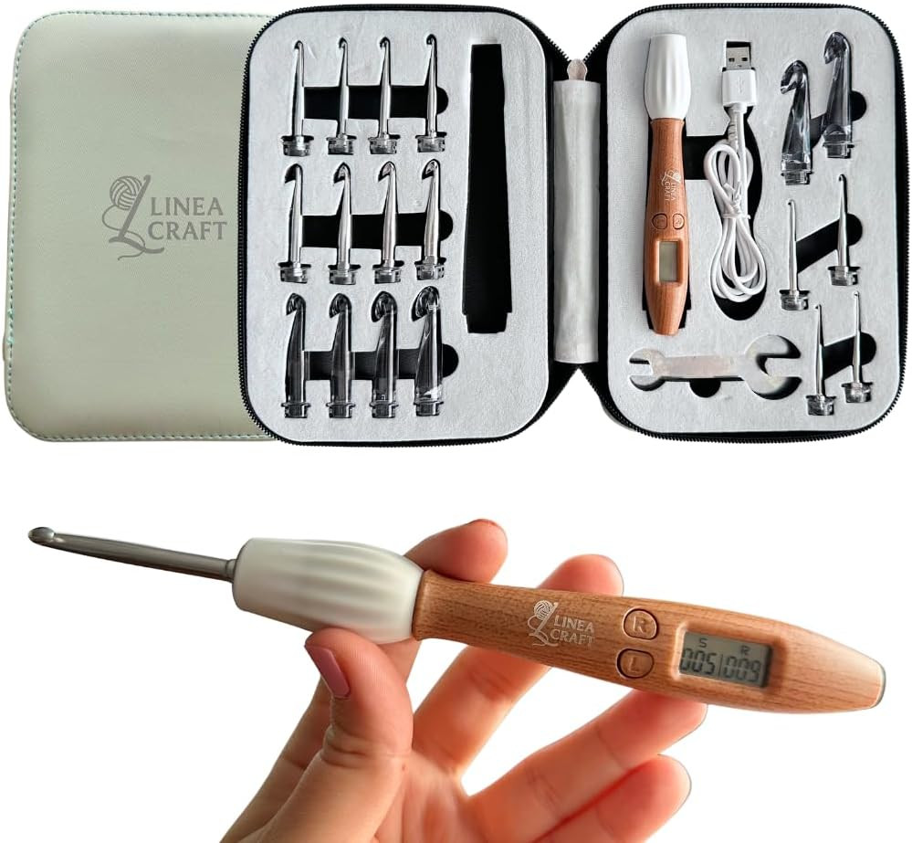 Light Up Counting Crochet Hook Set - 18 Sizes with Ergonomic Case