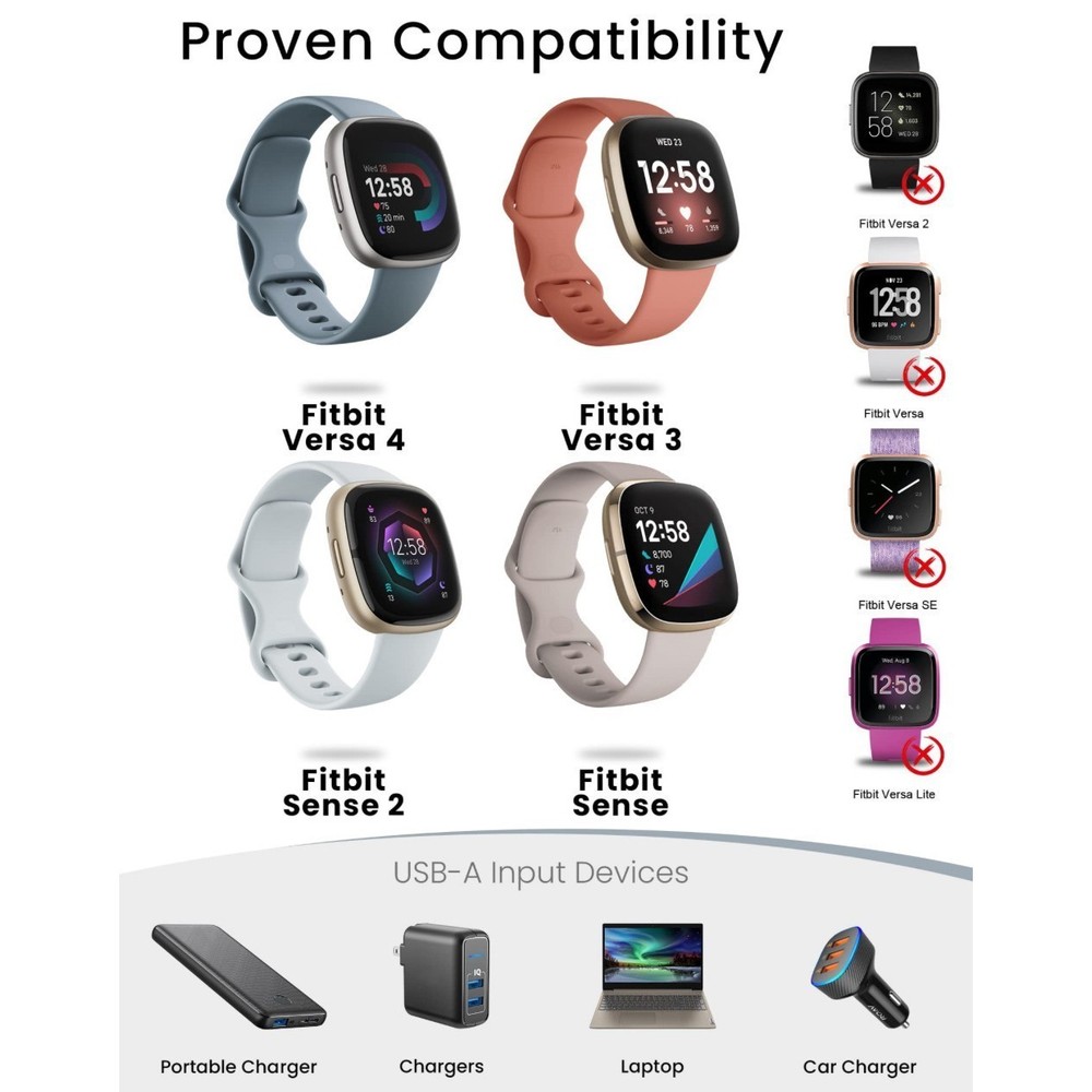New Fitbit Sense Versa 3 Versa 4 Watch USB Fast Charging Dock Cable