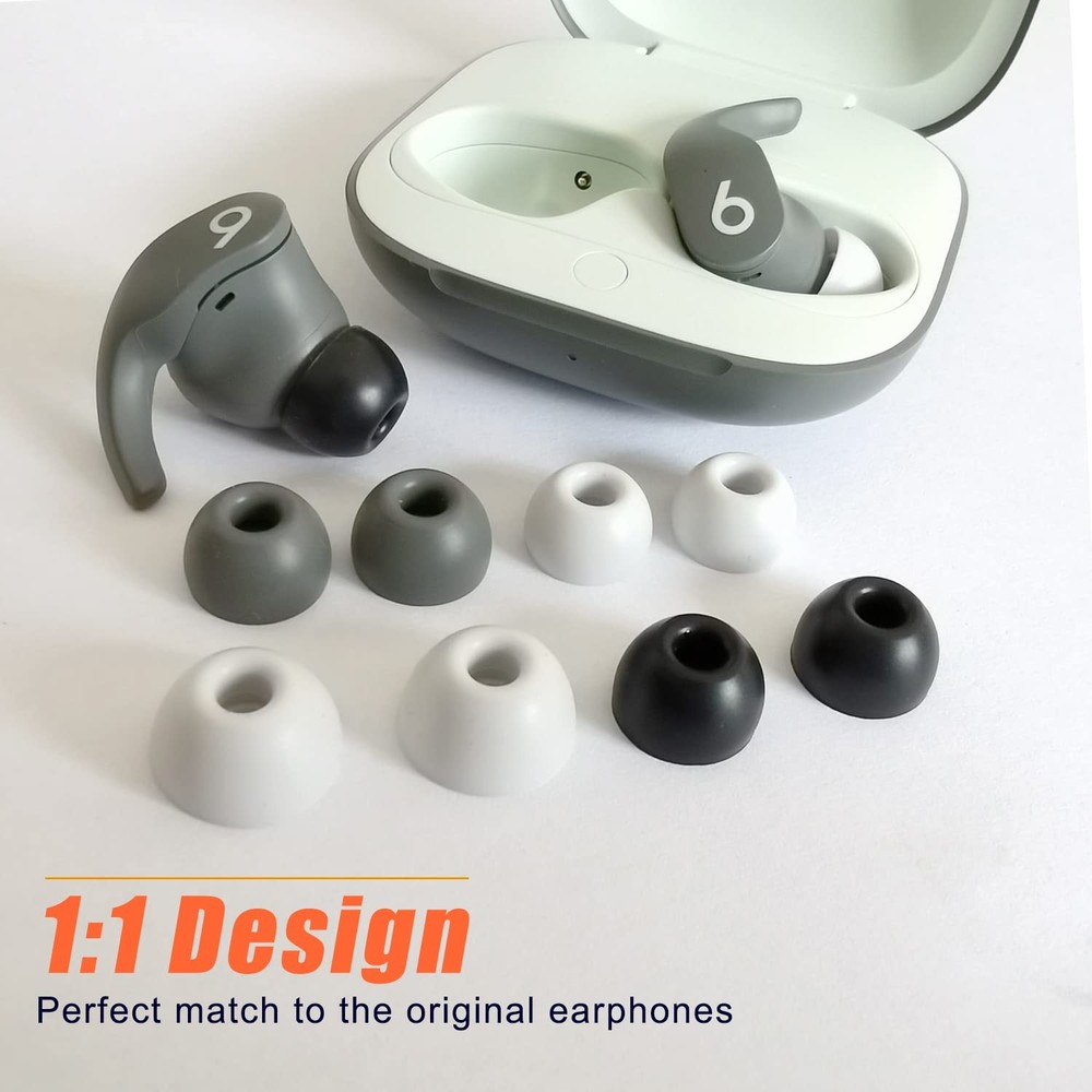 Silicone Ear Tips for Beats Fit Pro, Studio Buds & Large, Medium, Small, Gray