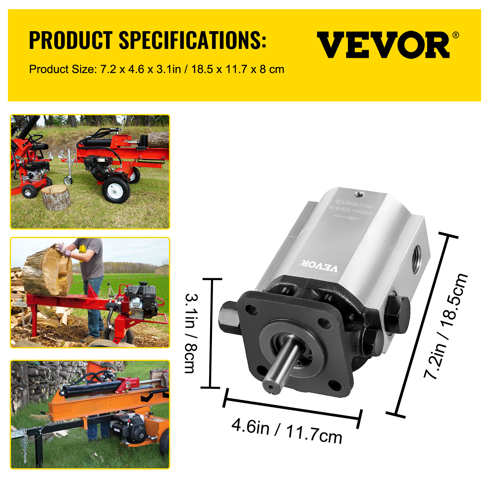 VEVOR Log Splitter Pump 16 GPM 2 Stage Hi Lo Gear Pump Hydraulic Pump