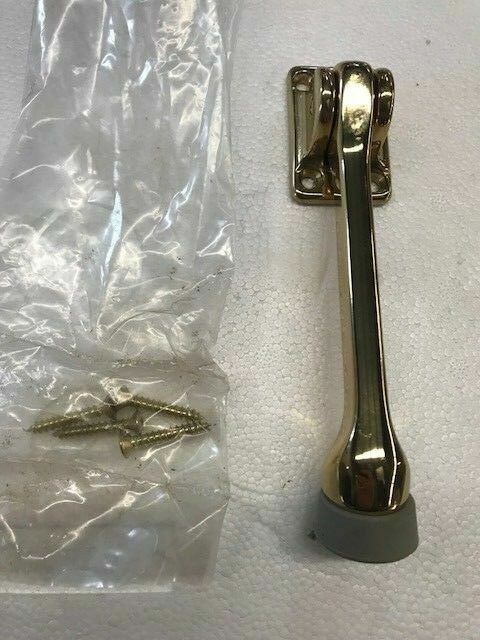 1 EACH CAST SOLID BRASS POLISHED BRASS 5" KICK DOWN FLIP OVER DOOR STOPS