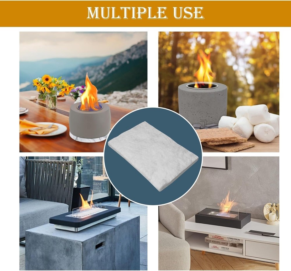 Ceramic Wool Wick Sponge - 12"x8"x1" - 5 Pcs Ceramic Wool for Tabletop Firepits