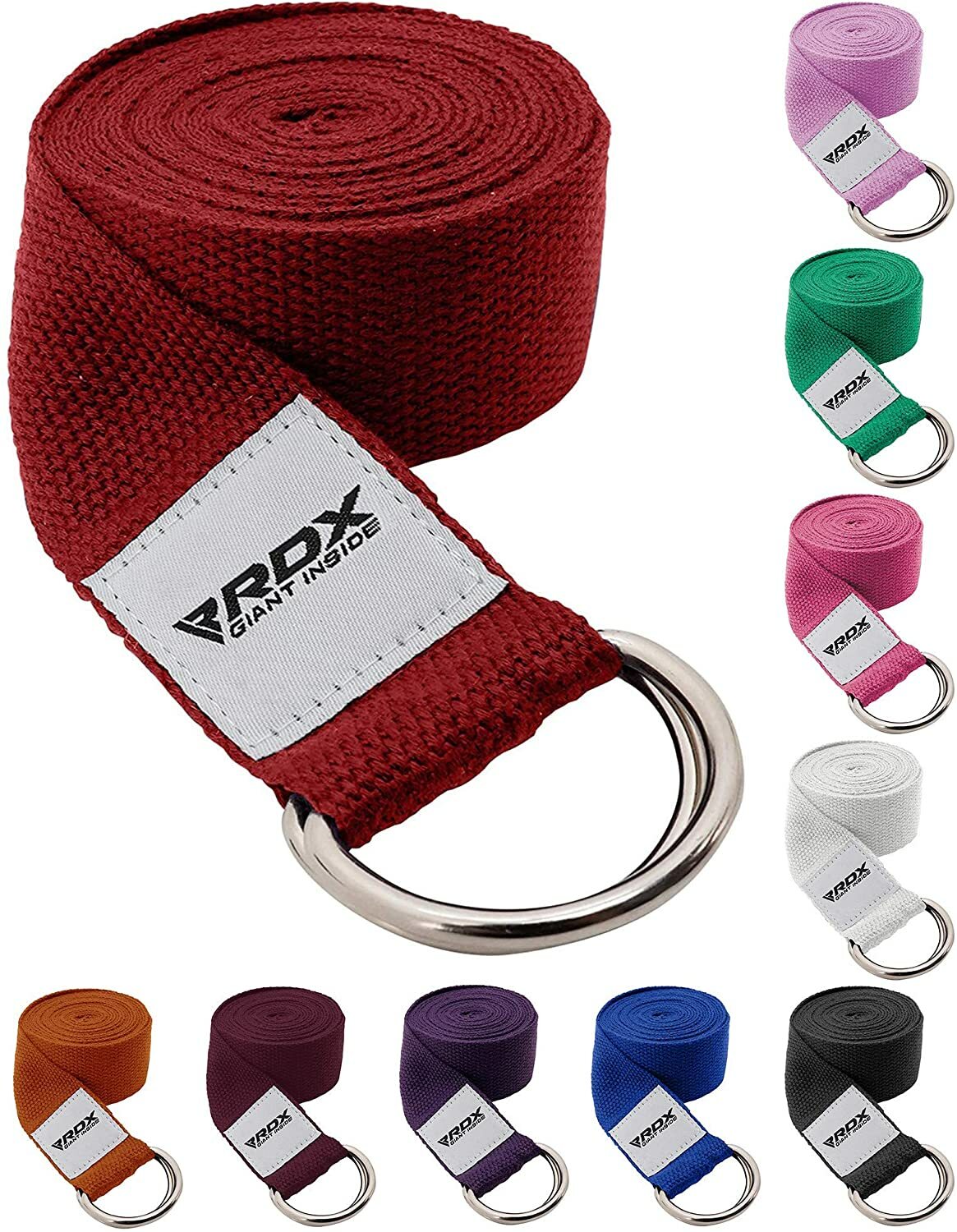 Yoga Strap Belt by RDX, Yoga Blocks and Strap, D-Ring Buckle, Adjustable Belt
