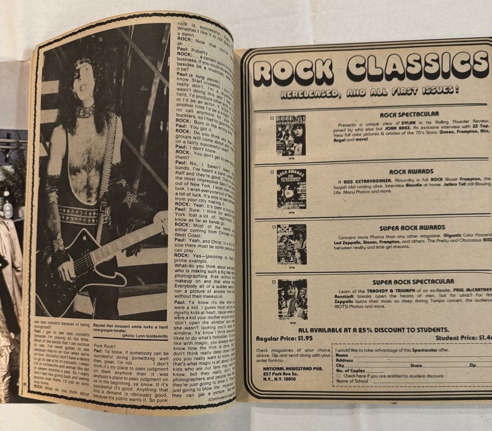 KISS ✨ VINTAGE AUCOIN ERA SPRING 1979 ROCK MANIA MAGAZINE ✨VERY NICE CONDITION ✨