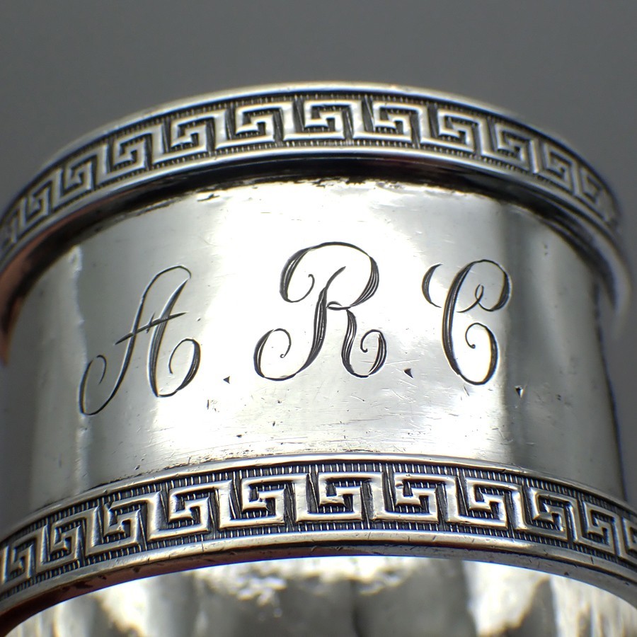 Greek Key Napkin Ring Sterling Silver Mono ARC