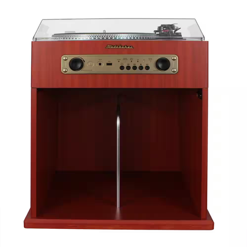 Stereo Turntable with Bluetooth Receiver and Record Storage Compartment
