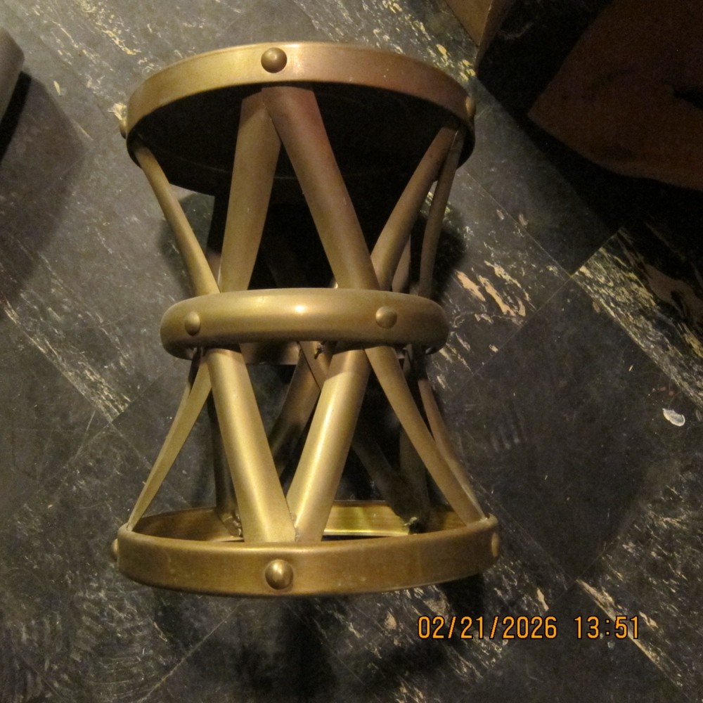 BRASS DRUM TABLE HOLLYWOOD REGENCY