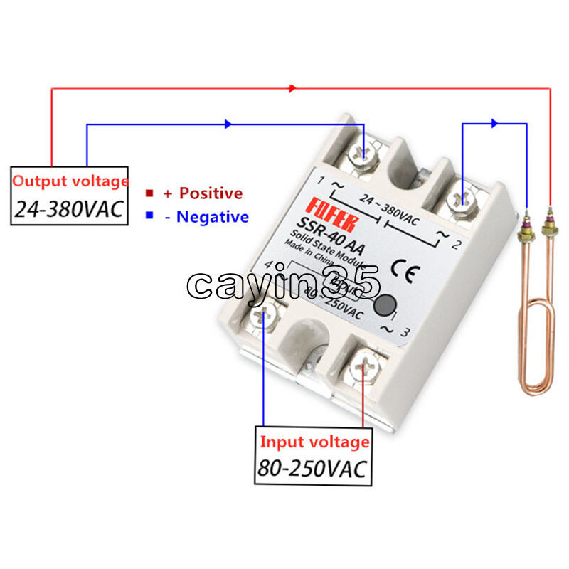 1PCS SSR-40AA 40A Solid State Relay Module 80-250V AC / 24-380V AC