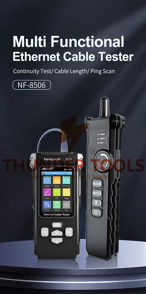 Thunder Tools NOYAFA NF-8506 LCD Digital Network Cable Tester Rechargeable