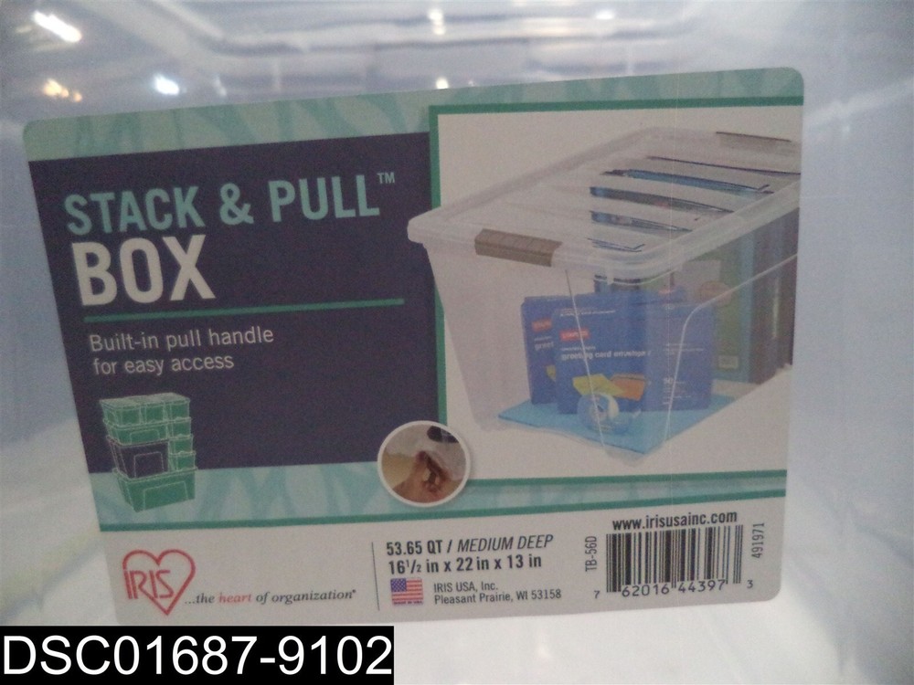 QTY=6: 100245 IRIS Brand 53 Quart Stack and Pull Clear Storage Container